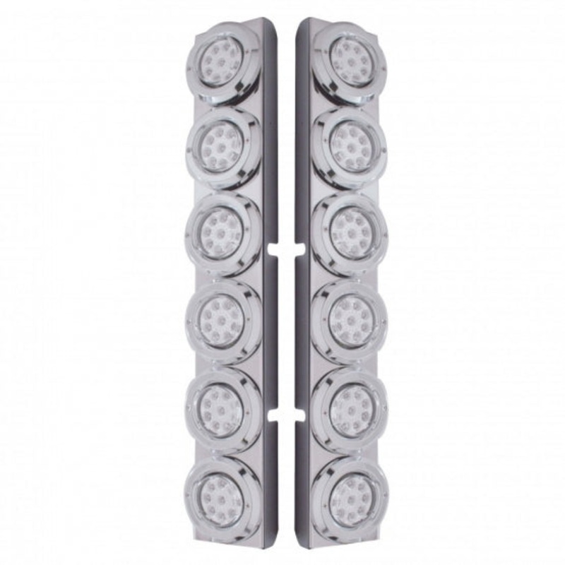 Peterbilt Rear Air Cleaner Bracket w/ 12 Reflector LED Lights & Bezel – Red LED/Clear Lens