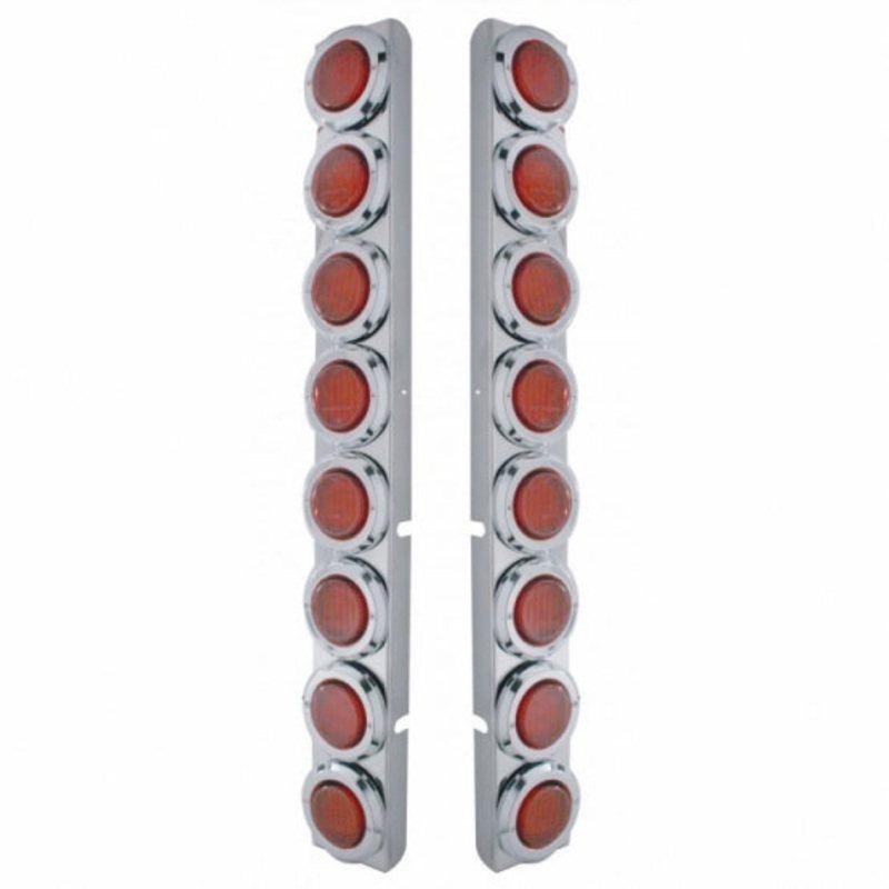 Peterbilt Rear Air Cleaner Bracket w/ 16 Flat LED Lights & Bezel – Red LED/Red Lens