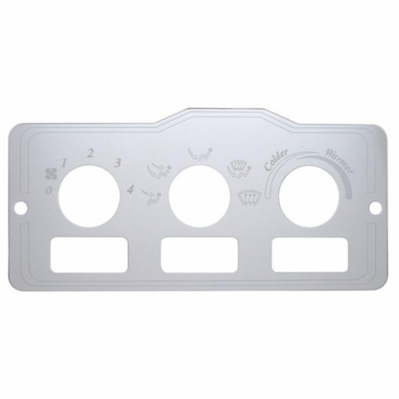 Peterbilt Stainless A/C Control Plate – 3 Square Opening
