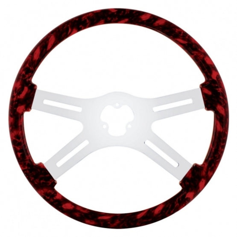18 Skull Steering Wheel with Hydro-dip Finish Wood – Red