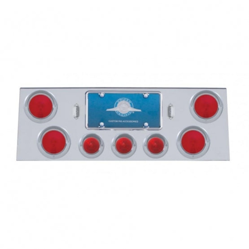 Stainless Rear Center Panel w/ Four 4 & Three 2 1/2 Beehive Light & Visor