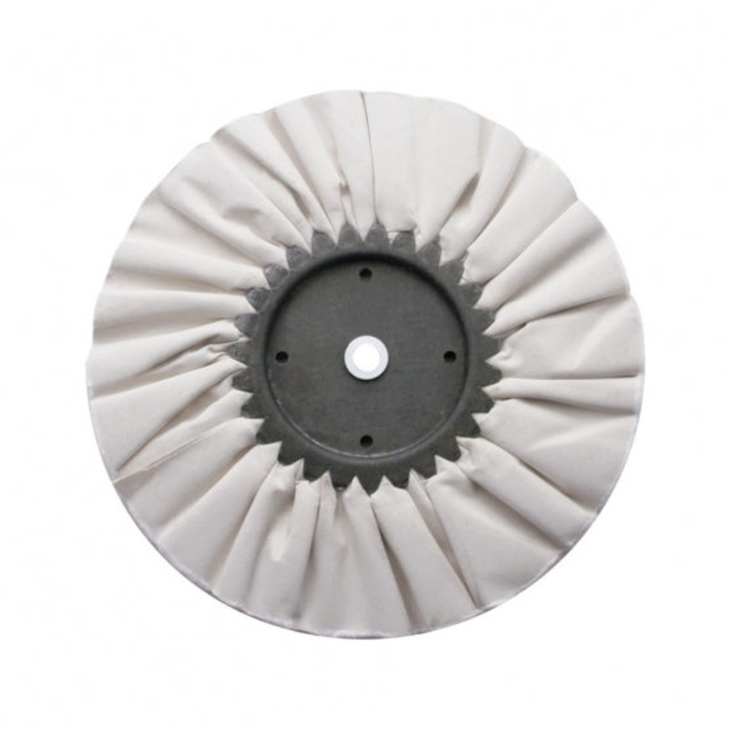 6 White Treated Airway Buff – 5/8 & 1/2 Arbor