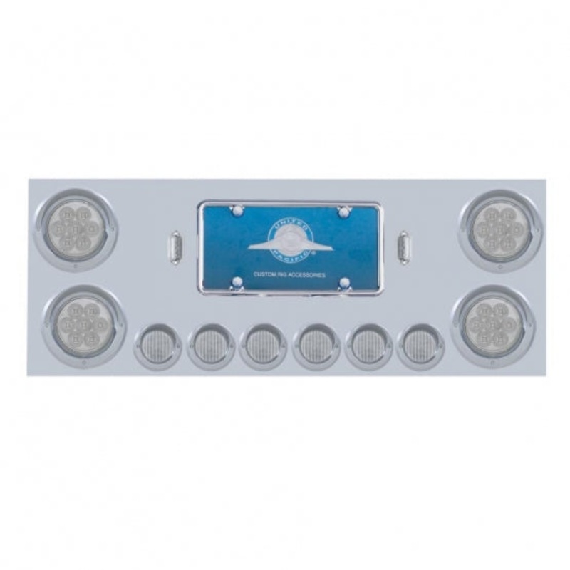 Stainless Rear Center Panel w/ Four 4 7 LED & Six 2 9 LED Light & Visor – Red LED/Clear Lens