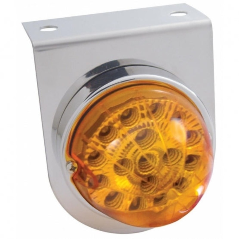 Stainless Steel Light Bracket w/ 17 Amber Dual Function Clear Reflector Light – Amber Lens