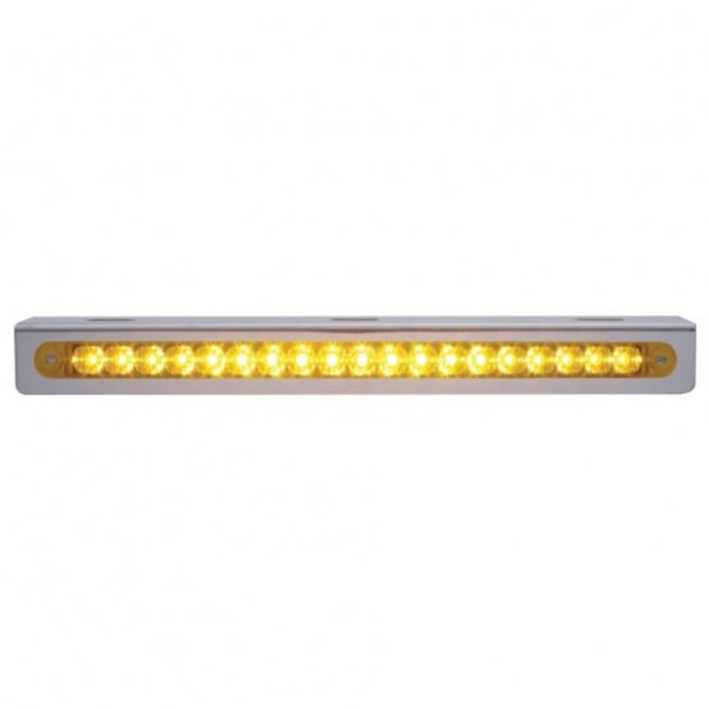 Stainless Steel Light Bracket w/ One 19 Amber LED 12 Reflector Light Bar – Amber Lens