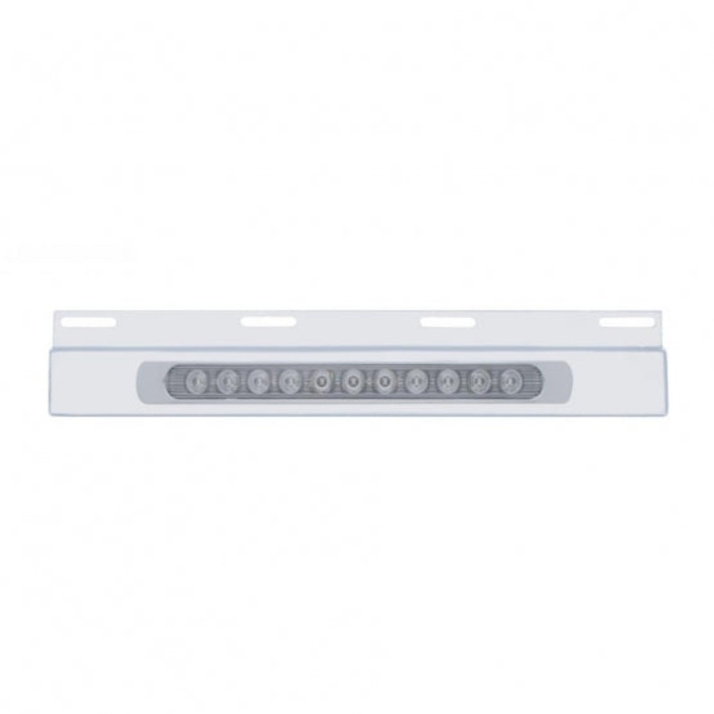 Stainless Top Mud Flap Plate w/ 11 LED Light Bar & Bezel – Red LED/Clear Lens