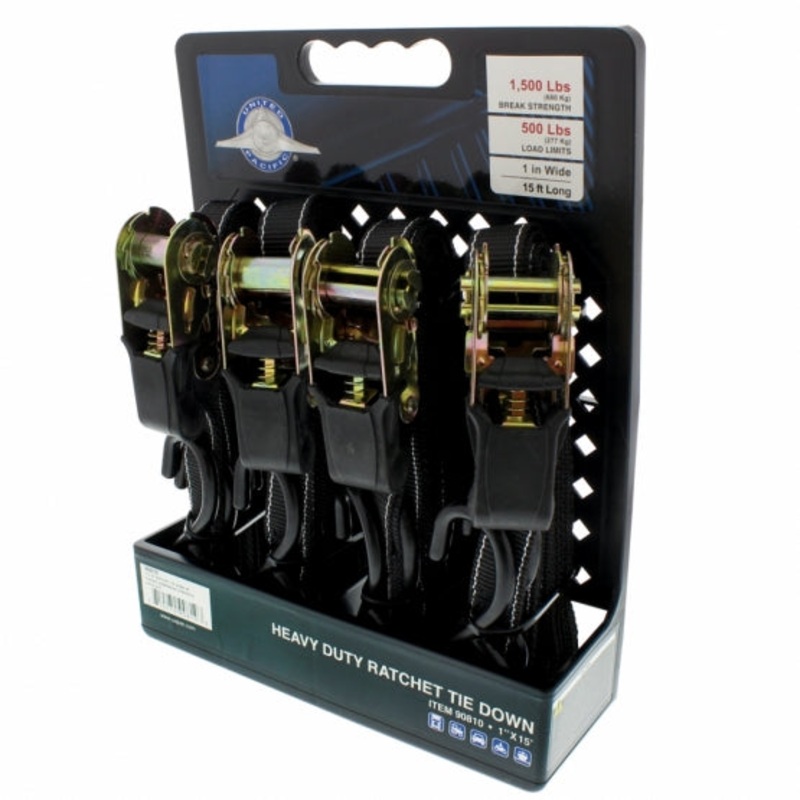 1 x 15′ Ratchet Tie Down – S Hook – 4 pcs
