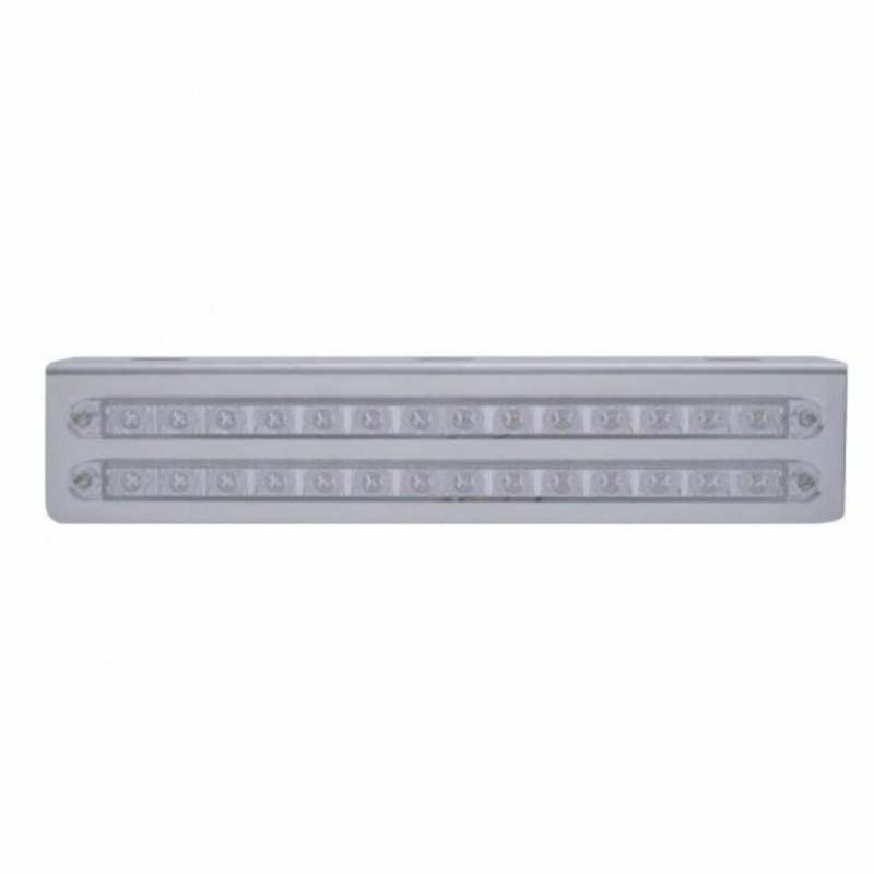 12 3/4 Stainless Light Bracket w/ Two 14 LED 12 Light Bars – Red LED/Clear Lens