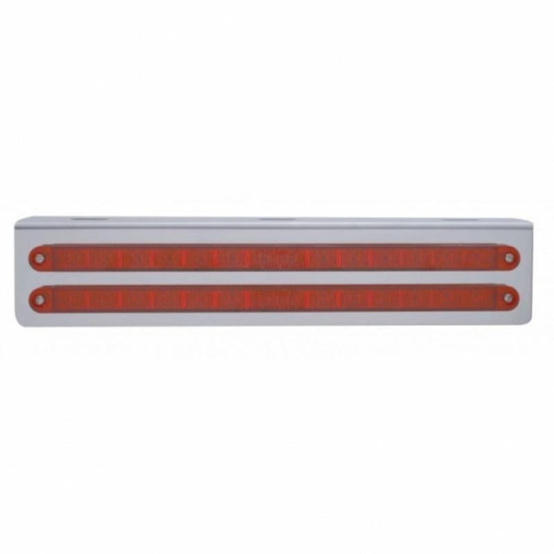 12 3/4 Stainless Light Bracket w/ Two 14 LED 12 Light Bars – Red LED/Red Lens
