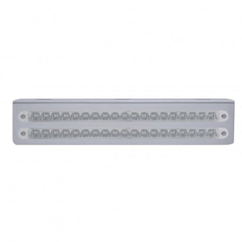 12 3/4 Stainless Light Bracket w/ Two 19 LED 12 Light Bars – Red LED/Clear Lens