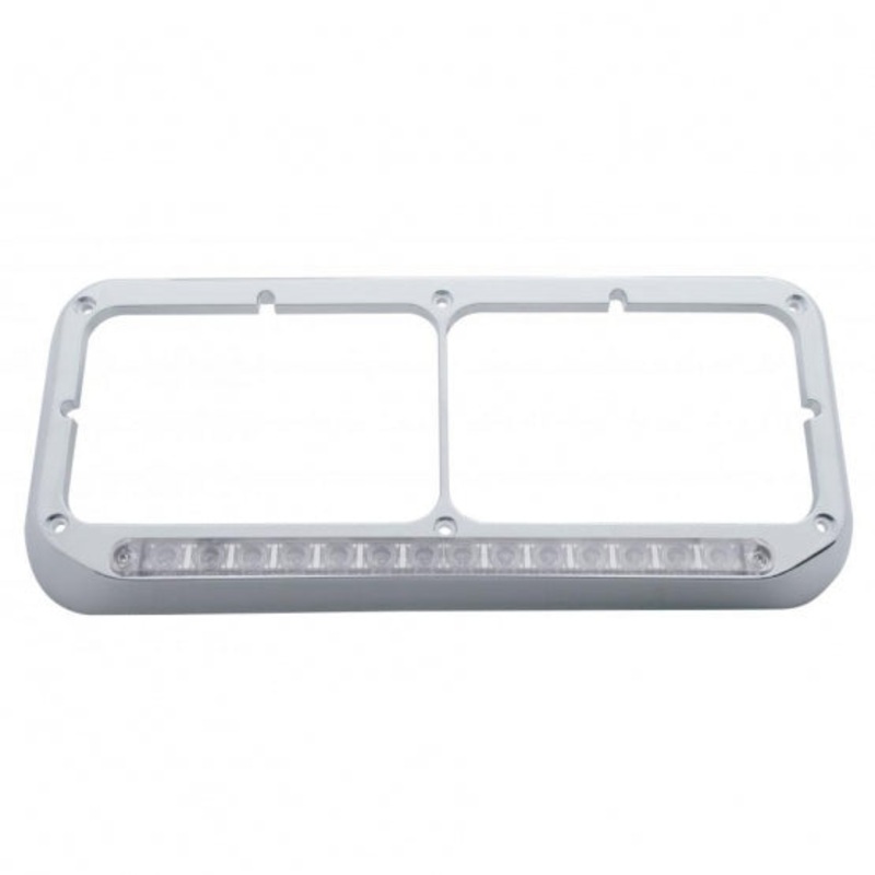14 LED Rectangular Dual Headlight Bezel – White LED/Clear Lens