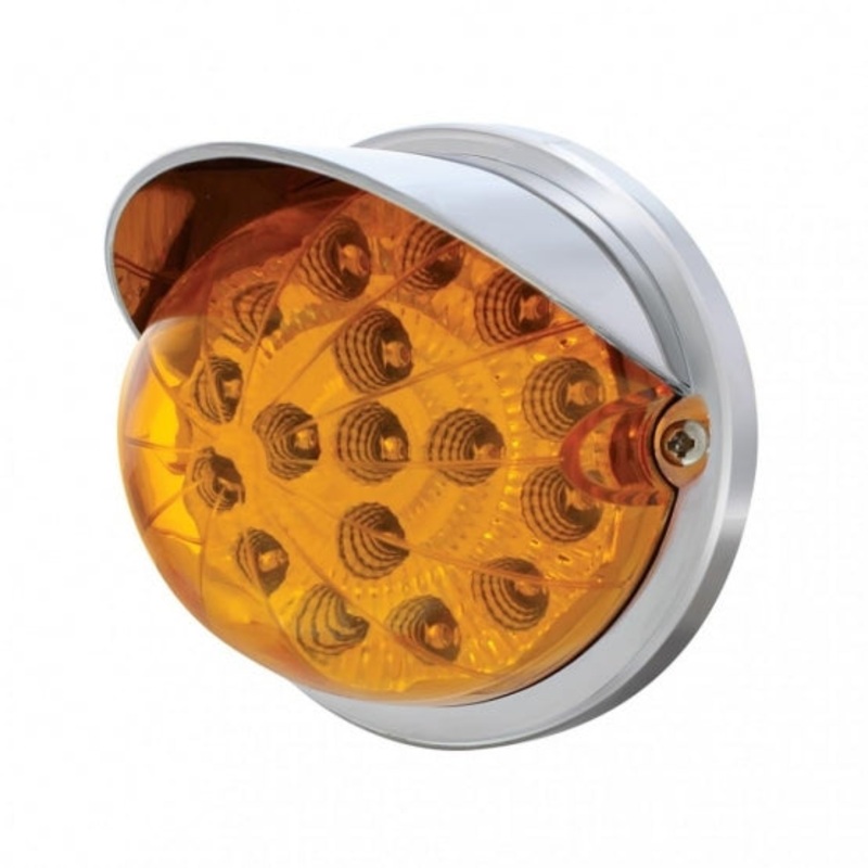 17 LED Dual Function Watermelon Clear Reflector Flush Mount Kit w/ Visor – Amber LED/Amber Lens