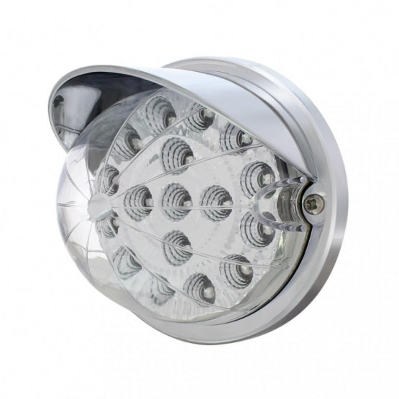 17 LED Dual Function Watermelon Clear Reflector Flush Mount Kit w/ Visor – Red LED/Clear Lens