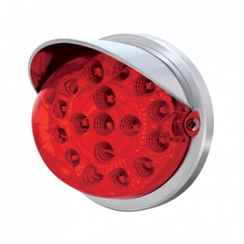 17 LED Dual Function Watermelon Clear Reflector Flush Mount Kit w/ Visor – Red LED/Red Lens