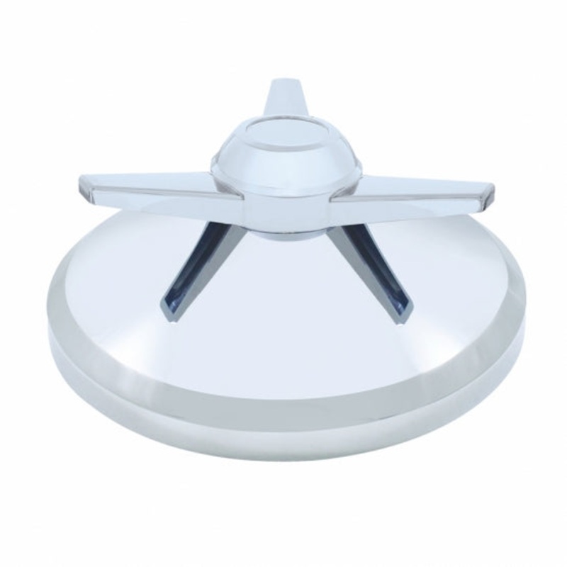 Chrome Rear Axle Cover Hub Cap w/ 3 Extra Large Bar Straight Spinner