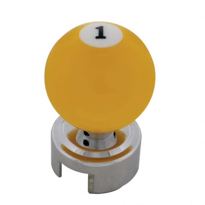 Yellow Pool Ball 13/15/18 Speed Gearshift Knob w/ Adapter – Number 1 Ball