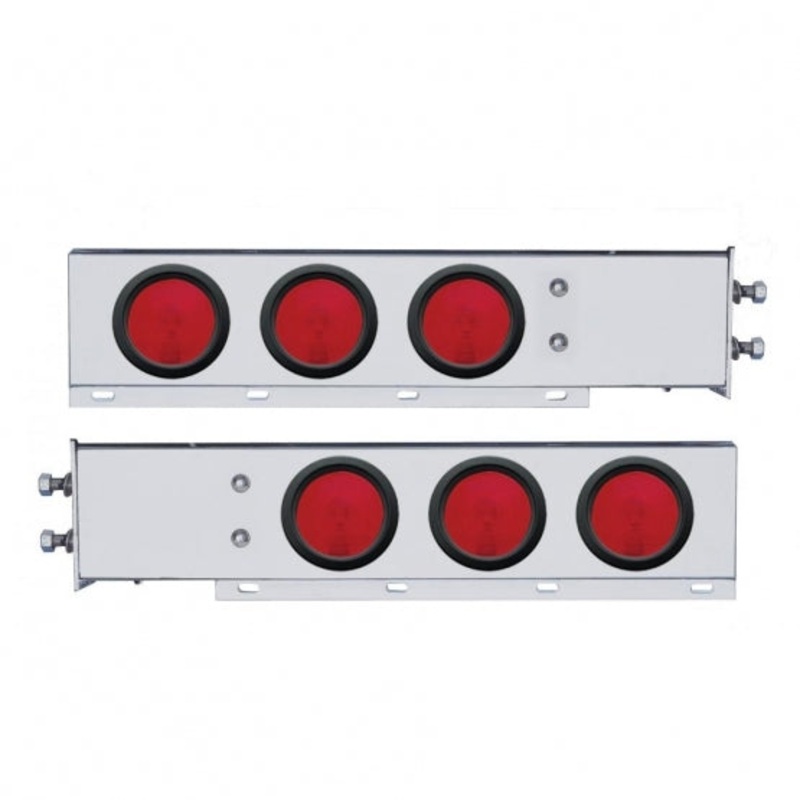 2 1/2 Bolt Pattern Chrome Spring Loaded Light Bar w/ Six 4 Lights & Grommets