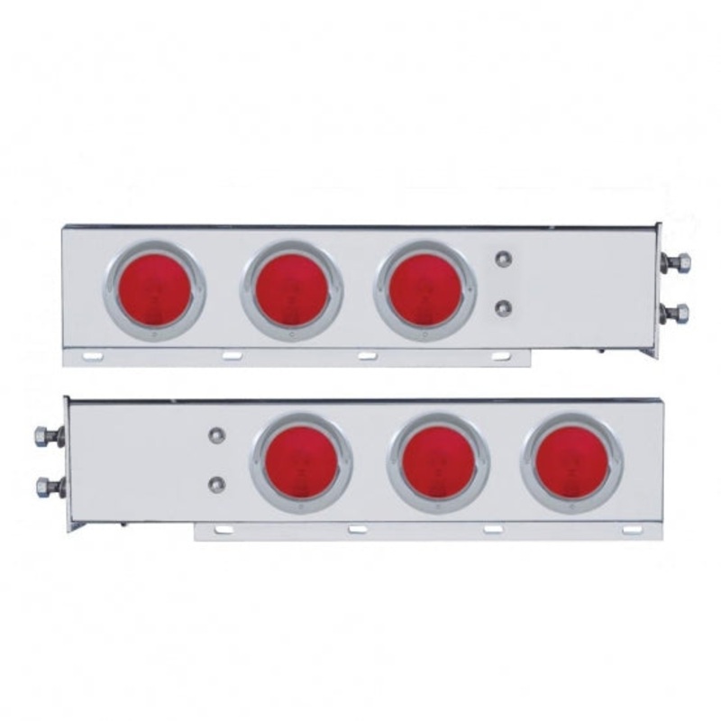 2 1/2 Bolt Pattern Chrome Spring Loaded Light Bar w/ Six 4 Lights & Visors