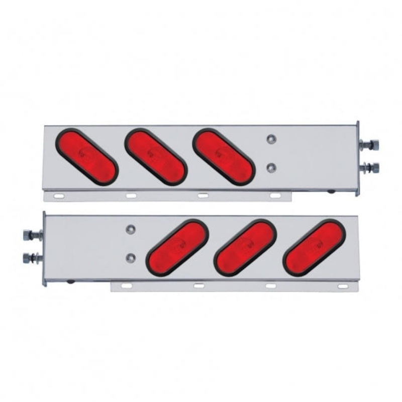2 1/2 Bolt Pattern Stainless Spring Loaded Light Bar w/ Six Oval Lights & Grommets