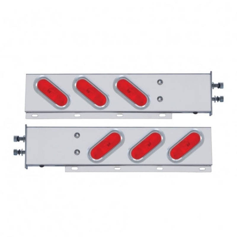 2 1/2 Bolt Pattern Stainless Spring Loaded Light Bar w/ Six Oval Lights & Visors