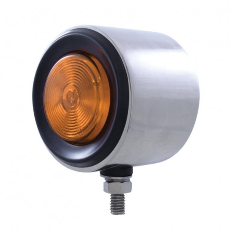 2 Stainless Double Face w/ 2 Lights & Grommets – Amber & Red Lens