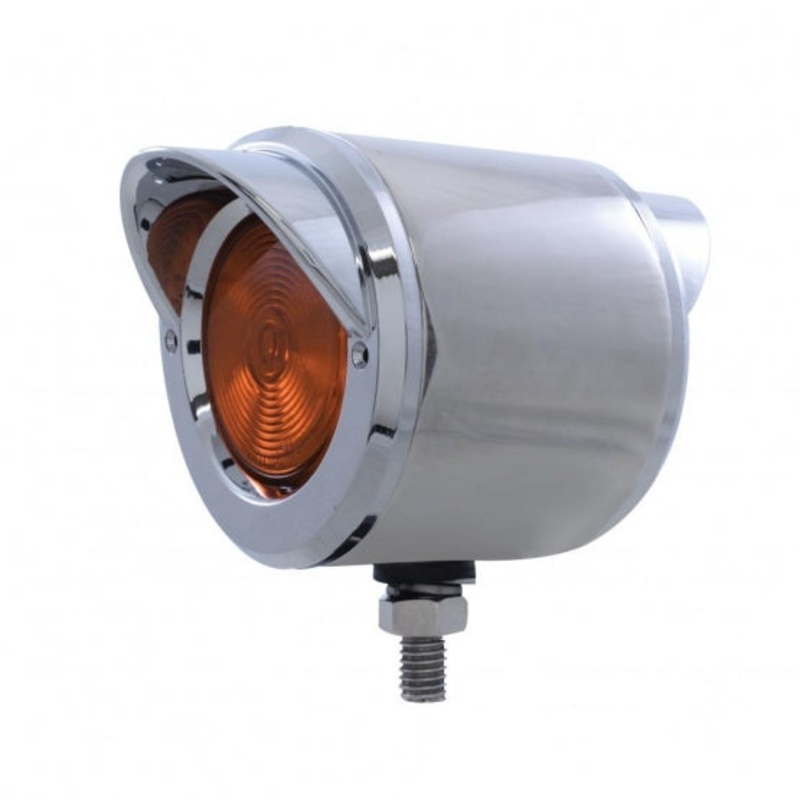 2 Stainless Double Face w/ 2 Lights & Visors – Amber & Red Lens
