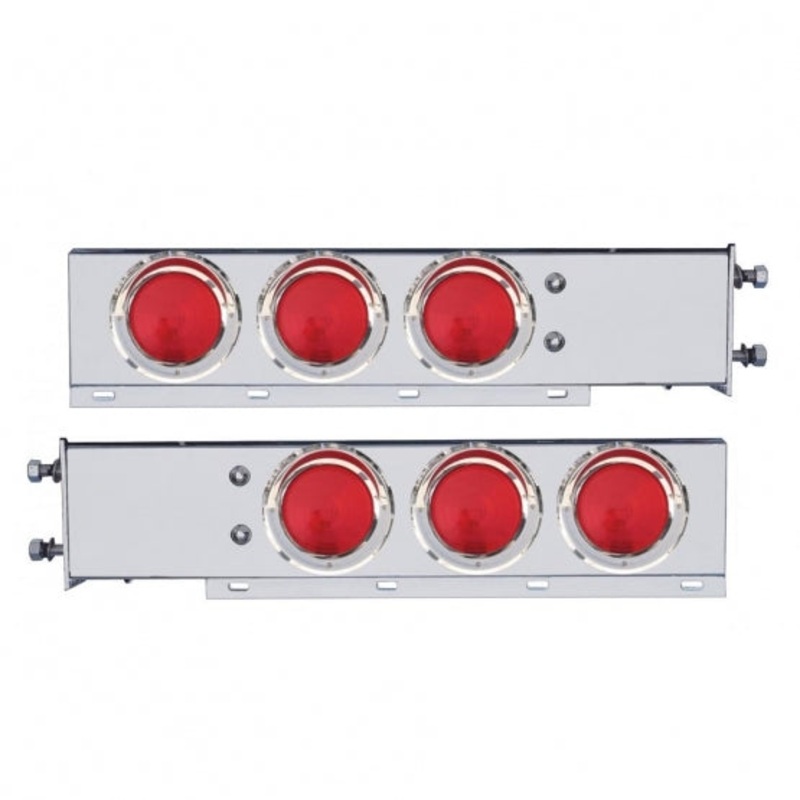 3 3/4 Bolt Pattern Chrome Spring Loaded Light Bar w/ Six 4 Lights & Visors