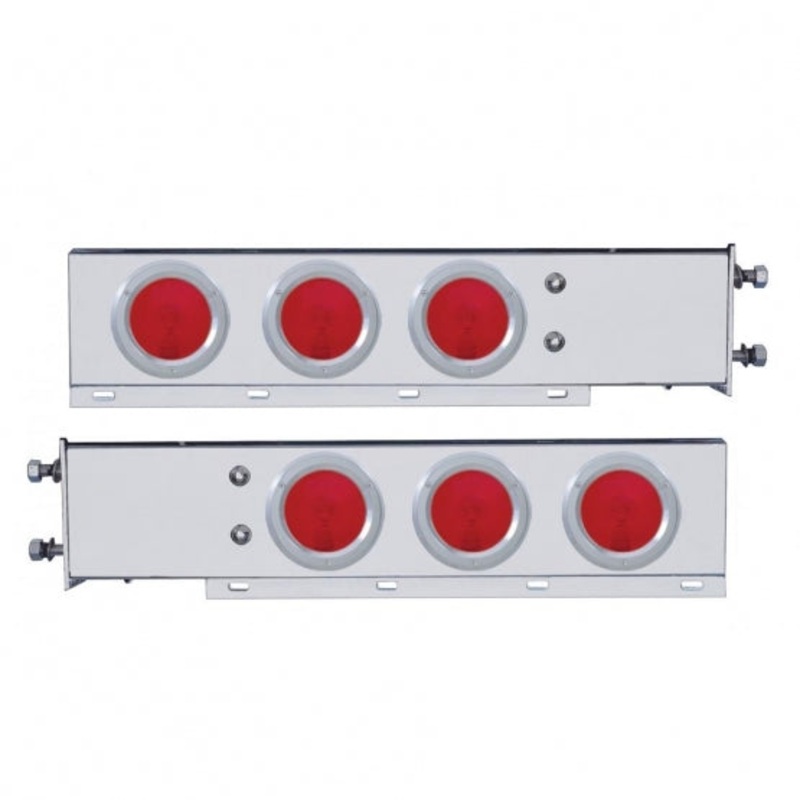 3 3/4 Bolt Pattern Deluxe Stainless Spring Loaded Light Bar w/ Six 4 Lights & Bezels