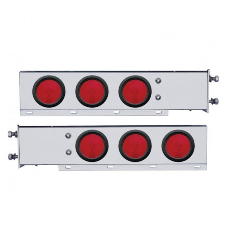 3 3/4 Bolt Pattern Deluxe Stainless Spring Loaded Light Bar w/ Six 4 Lights & Grommets