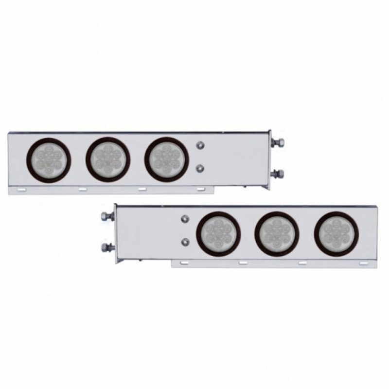 3 3/4 Bolt Pattern Deluxe Stainless Spring Loaded Light Bar w/ Six 7 LED 4 Reflector Light & Grommets – Red LED/Clear Lens