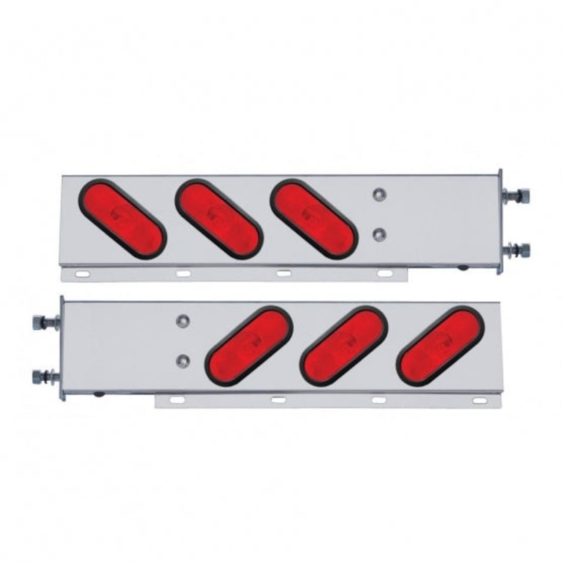 3 3/4 Bolt Pattern Stainless Spring Loaded Light Bar w/ Six Oval Lights & Grommets