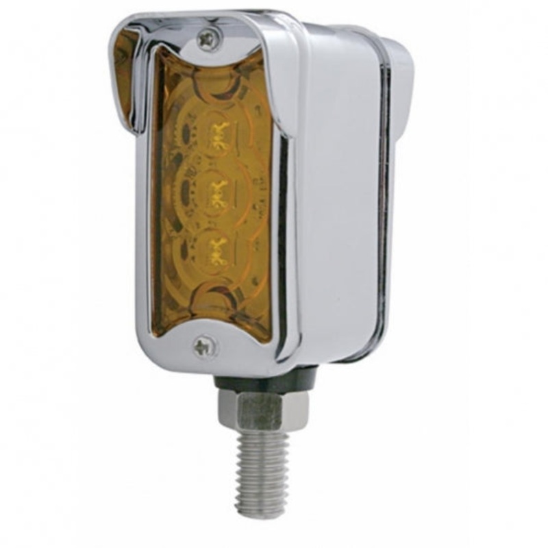 3 LED Straight Mount Double Face Light w/ Vertical Visor – Amber & Red LED/Amber & Red Lens