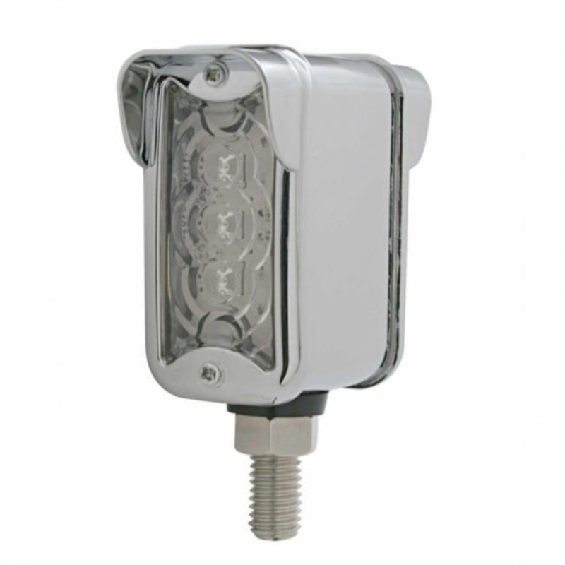 3 LED Straight Mount Double Face Light w/ Vertical Visor – Amber & Red LED/Clear Lens