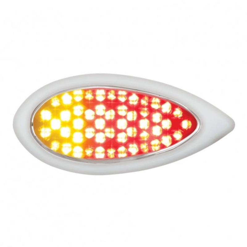 51 LED Duo Teardrop Auxiliary/Utility Light w/ Bezel – Red + Amber LED/Clear Lens