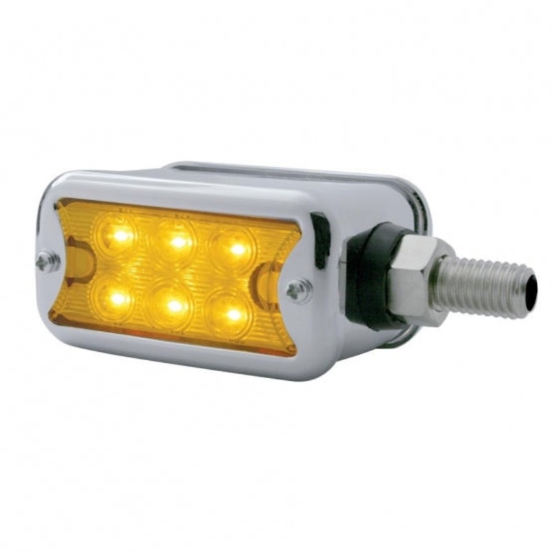 6 LED Dual Function Straight Mount Double Face Light w/ Bezel – Amber & Red LED/Amber & Red Lens