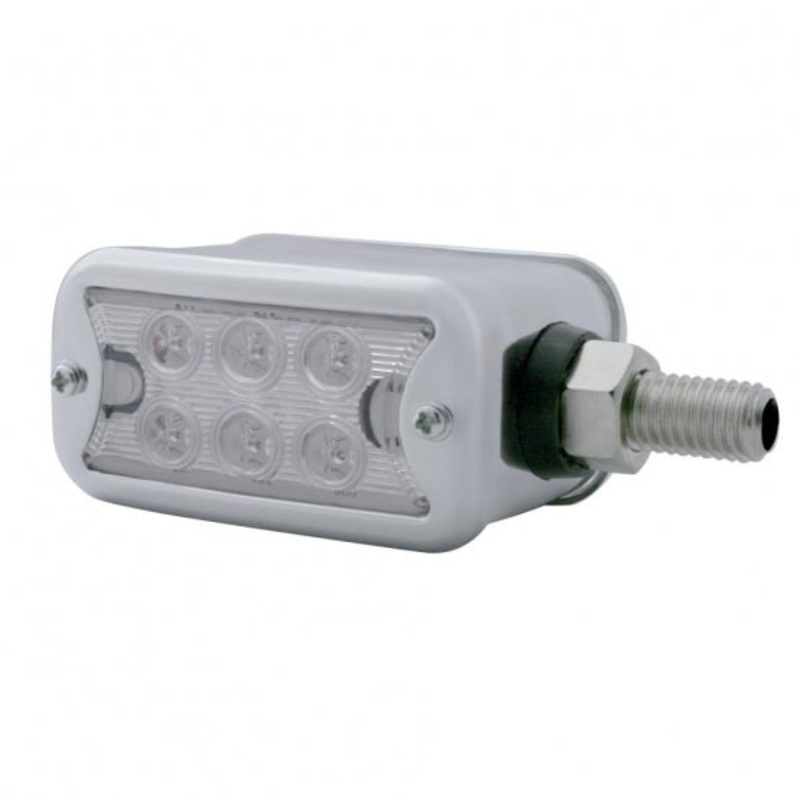 6 LED Dual Function Straight Mount Double Face Light w/ Bezel – Amber & Red LED/Clear Lens