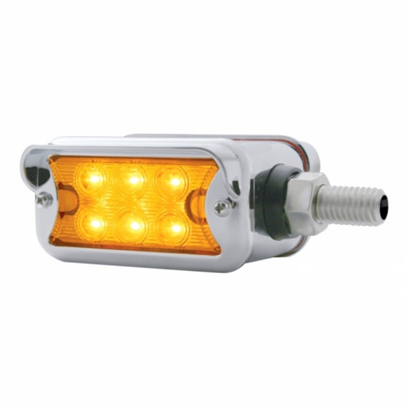 6 LED Dual Function Straight Mount Double Face Light w/ Horizontal Visor – Amber LED/Amber Lens