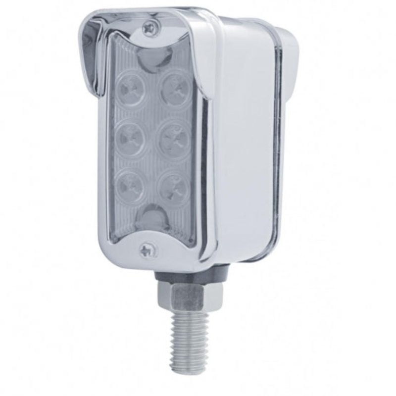 6 LED Dual Function Straight Mount Double Face Light w/ Vertical Visor – Amber LED/Clear Lens