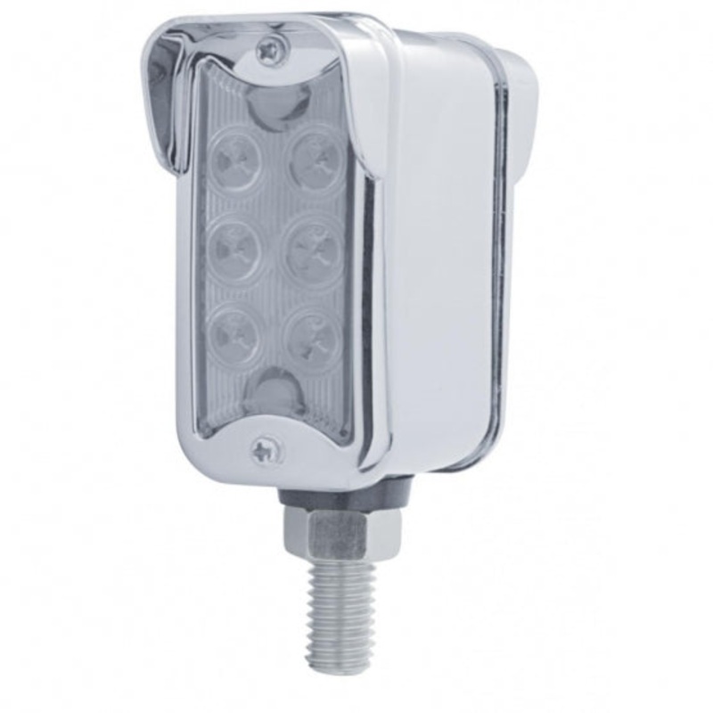 6 LED Dual Function Straight Mount Double Face Light w/ Vertical Visor – Amber & Red LED/Clear Lens