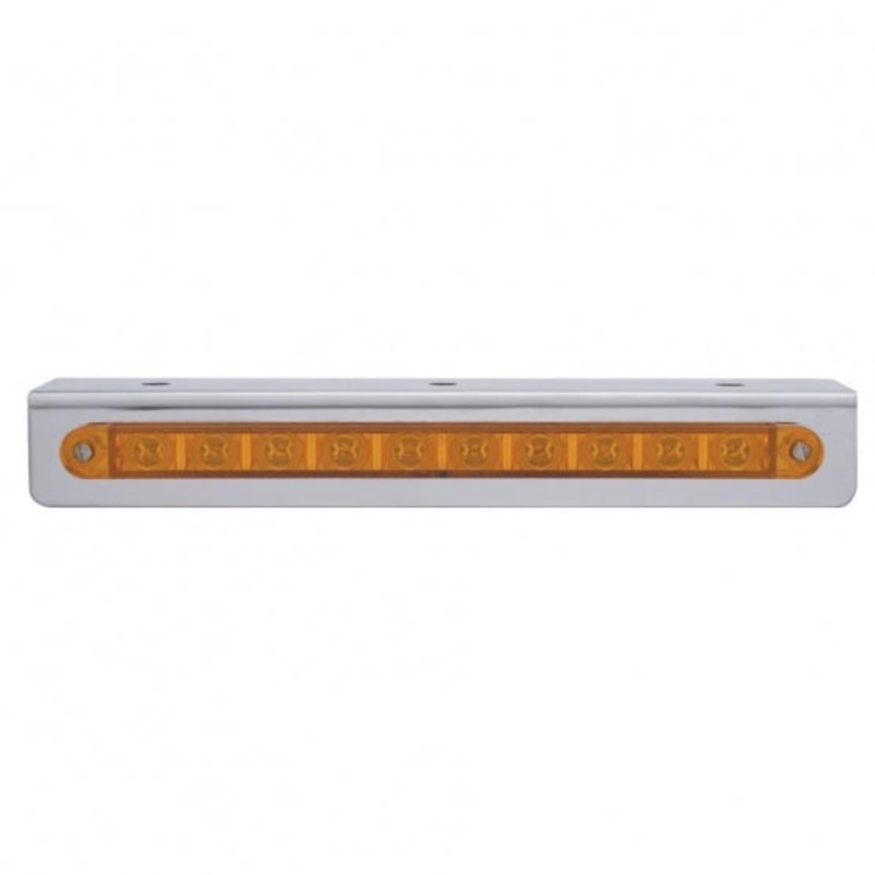 9 3/4 Stainless Light Bracket w/ 10 LED 9 Light Bar – Amber LED/Amber Lens