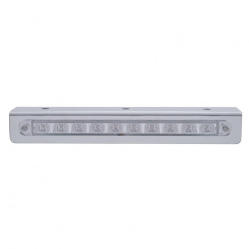 9 3/4 Stainless Light Bracket w/ 10 LED 9 Light Bar – Red LED/Clear Lens