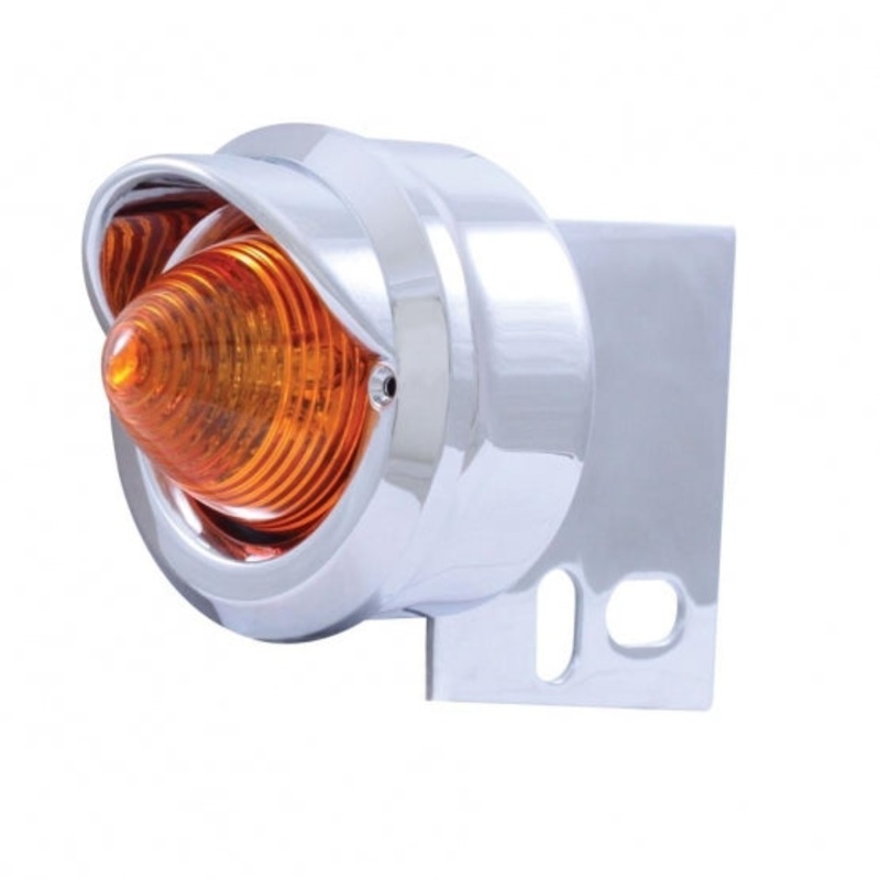 9 LED Beehive Mud Flap Hanger End Light w/ Visor – Amber LED/Amber Lens