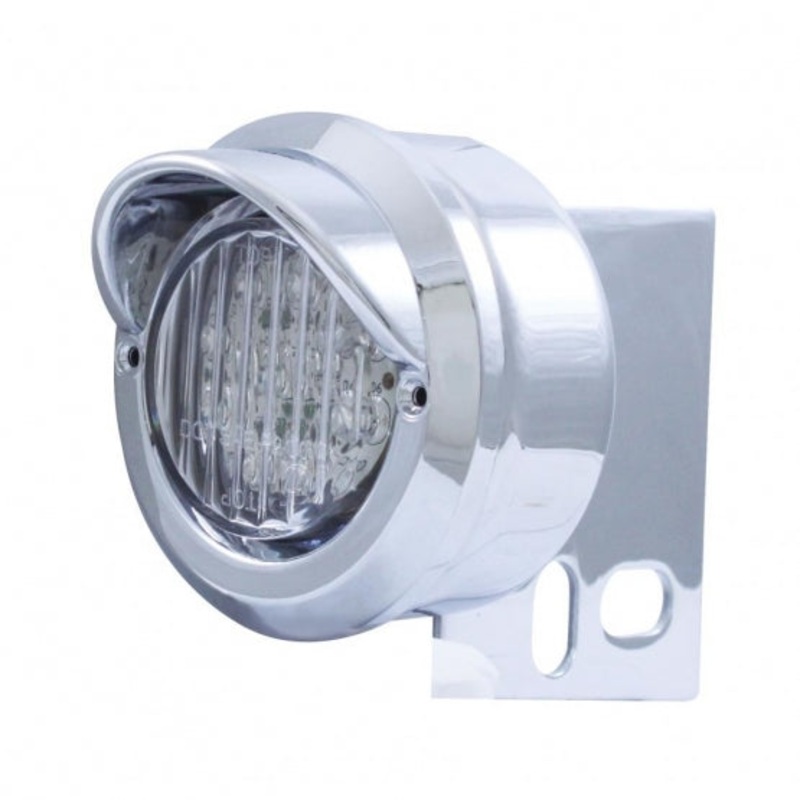 9 LED Mud Flap Hanger End Light w/ Visor – Amber LED/Clear Lens