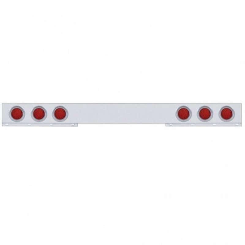 Chrome 1 Piece Rear Light Bar w/ Six 36 LED 4 Lights & Visors – Red LED/Red Lens