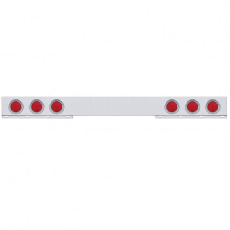 Chrome 1 Piece Rear Light Bar w/ Six 4 Lights & Visors
