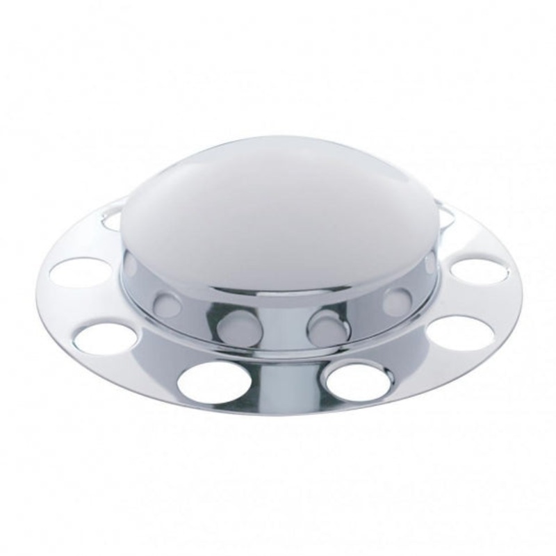Chrome Dome Front Axle Cover 2PC Kit w/ 1 1/2 Nut Cover – Aluminum Wheel