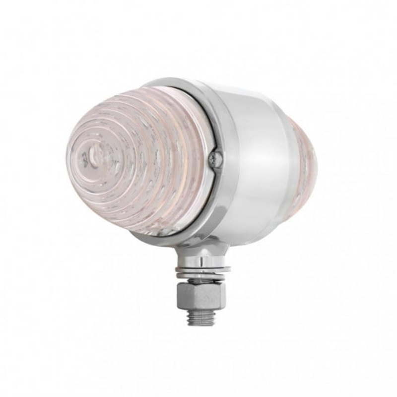 Chrome Double Face Light Bracket w/ 17 Amber/Red LED Beehive Cab Lt – Amber/Red Lens