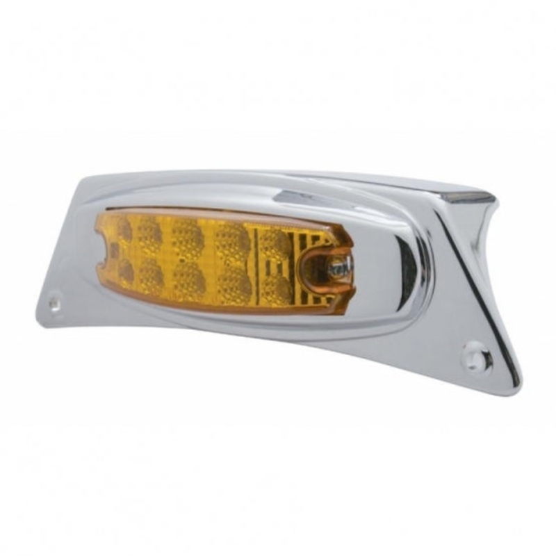 Chrome Fender Light Bracket w/ 10 LED Reflector Light – Amber LED/Amber Lens