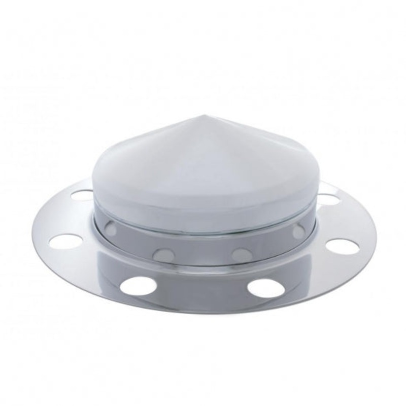 Chrome Pointed Front Axle Cover 3PC Kit w/ 33mm Nut Cover – Steel/Aluminum Wheel