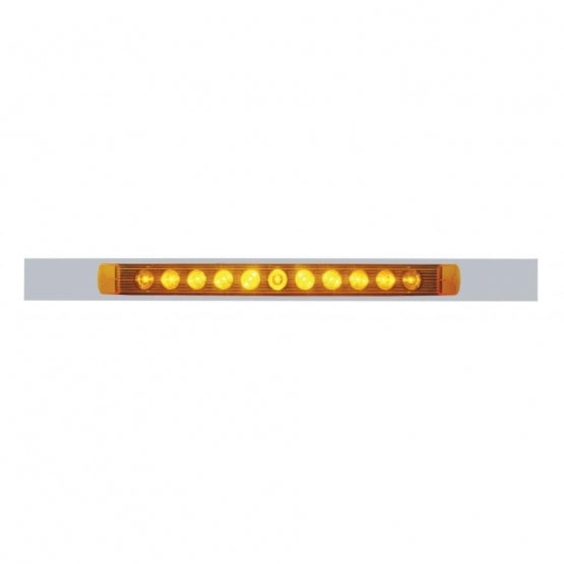 Chrome Top Mud Flap Plate w/ 11 LED 17 Light Bar – Amber LED/Amber Lens